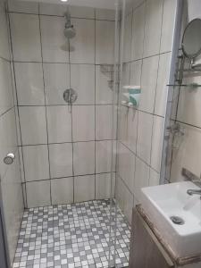 a bathroom with a shower and a sink at Giardino a 194 in Welkom