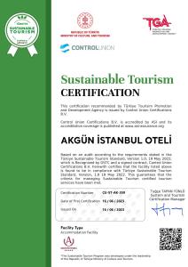 Certifikát, hodnocení, plakát nebo jiný dokument vystavený v ubytování Akgun Istanbul Hotel
