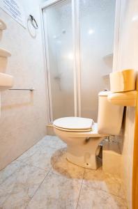 een badkamer met een toilet en een douche bij Les Olles Riumar Pura Natura in Riumar