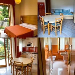 a collage of four pictures of a kitchen and a room at Residence Dei Fiori in Pietra Ligure
