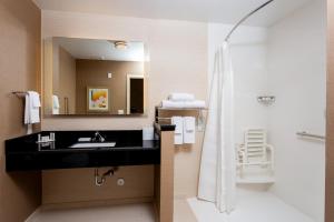 a bathroom with a sink and a shower at Fairfield Inn & Suites by Marriott Bay City, Texas in Bay City +17 photos
