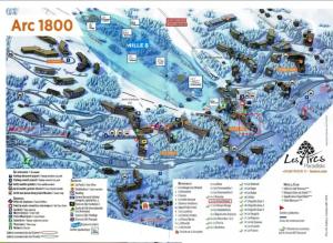 une carte des pistes de ski d'une station de ski dans l'établissement Arc 1800 - Studio 5p - Réservations du Samedi au Samedi uniquement, à Arc 1800