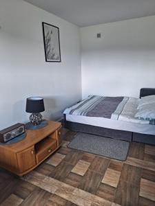 Posteľ alebo postele v izbe v ubytovaní Leśny Dworek - Apartamenty SUPER z TV i salonem kominkowym