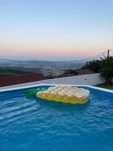 ein Schwimmbad mit Schwimmer im Wasser in der Unterkunft LA CASA DE DORA EN LA ESCUSA in Armentera