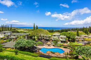 an aerial view of a resort with a swimming pool at Kapalua Golf Villa 27V 3 in Kahana