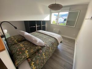 Appart T2 avec parking, loggia, vue Puy de Dôme客房内的一张或多张床位
