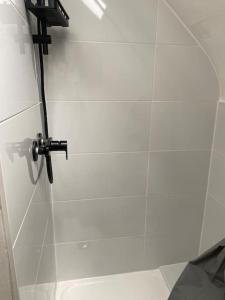 een douche in de badkamer met een douche bij Studio climatisé in La Chapelle-Saint-Mesmin