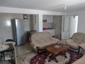 ein Wohnzimmer mit 2 Sofas und einem Couchtisch in der Unterkunft Apartments Pekic in Vranjina
