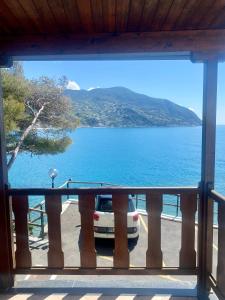a view of the ocean from a balcony at Villaggio Smeraldo in Moneglia