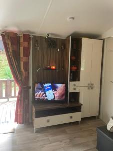 TV a/nebo společenská místnost v ubytování Mobile Home Chalet luxe
