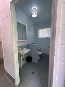 a bathroom with a sink and a toilet at Bamboo Cabin in Kuranda