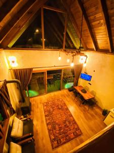 an overhead view of a living room with a table at Lavinya Suit Bungalov in Rize