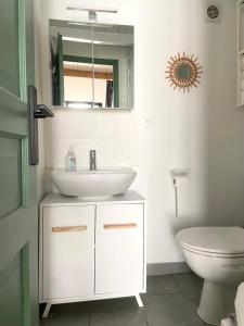 a bathroom with a sink and a toilet at La Carretariá - Intra•muros - Wifi in Avignon