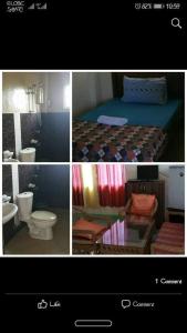 un collage de photos d'une chambre avec un lit et des toilettes dans l'établissement RODBON PLACE, à Sara