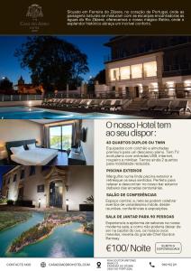 a flyer for a house with a swimming pool at Casa do Adro Hotel in Ferreira do Zêzere