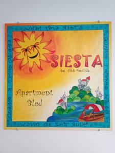 a sign for a siesta antiparietal bleed at Siesta apartment Bled in Bled