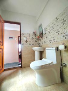 a bathroom with a toilet and a sink at Peace Homestay in Kathmandu