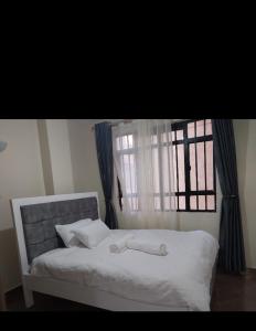 1 dormitorio con 1 cama blanca y ventana en Jasmine cossy homes en Nairobi