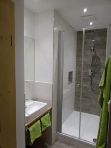 Ένα μπάνιο στο Gemütliche Dachgeschosswohnung mit Balkon & Garten