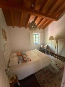 1 dormitorio con 1 cama blanca grande en una habitación en Quinta das Casas Altas - Private Pool, en Santarém