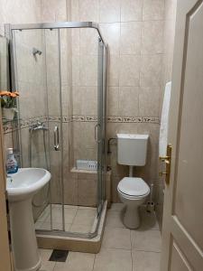 a bathroom with a shower and a toilet and a sink at Fortunella Apartments in Herceg-Novi +44 photos