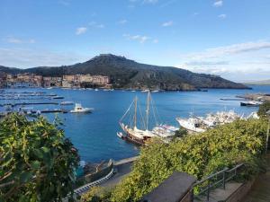 a group of boats docked in a harbor at Casa Porto Ercole in Porto Ercole