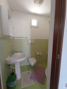 a bathroom with a sink and a toilet at Stanze Agli Ulivi in Porto Cesareo