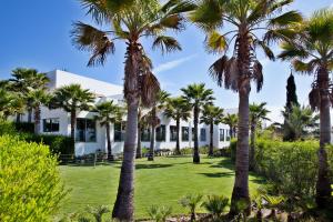 a house with palm trees in front of it at Sao Rafael Holidays in Albufeira