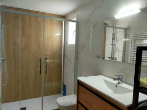 a bathroom with a shower and a sink and a toilet at PISOS TURISTICOS 3M in San Andrés del Rabanedo