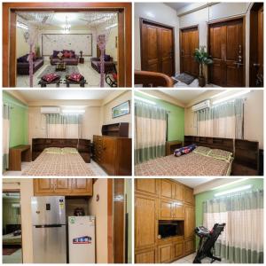 eine Collage mit vier Bildern eines Zimmers in der Unterkunft Ur Homestay Luxury in Dhaka