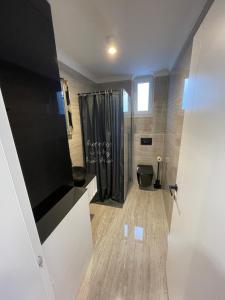 a bathroom with a shower and a toilet in it at Luxury apartment Jakov in Njivice