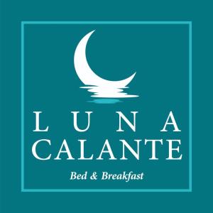 a sign for a new calmate bed and breakfast with a moon and a bird at Luna Calante in Santa Maria di Castellabate