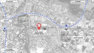 a map of a freeway with a red marker at Avya's Studio 113 at Ebene Square, Ebene in Ebene
