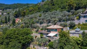 an aerial view of a house on a mountain at Villa Pia Recco in Recco