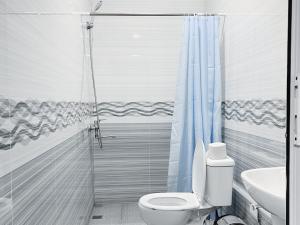 a bathroom with a toilet and a sink and a shower at Stay hostel in Tashkent