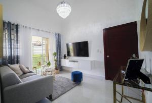 ein Wohnzimmer mit einem Sofa und einem TV in der Unterkunft Luxury & Private Apartment in Mendoza