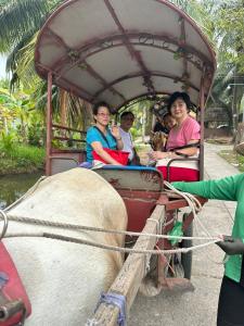 un gruppo di persone che cavalca su un carrello di JOY HOSTEL ad Ho Chi Minh