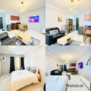 a collage of photos of a hotel room at Malate Bayview Mansion Seaview and City View in Manila