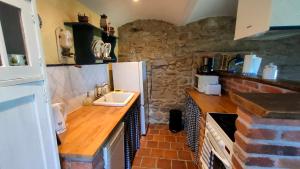 eine Küche mit einer Spüle und einer Arbeitsplatte in der Unterkunft Old Style Cottage in Horní Paseka