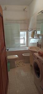a bathroom with a toilet sink and a washing machine at ELLE in Rovinj