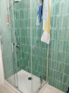 a bathroom with a shower with a glass door at L'Isolana Case Vacanza Villa Alessia in Ponza