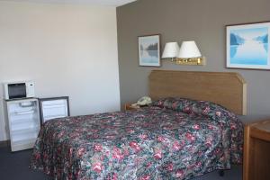 een hotelkamer met een bed en een televisie bij Lake Erie Lodge in Lakemont Landing