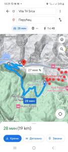 a screenshot of a map of a river at Vila Tri Srca in Beserovina