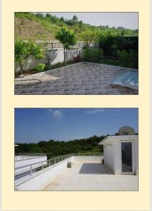 a collage of two pictures of a building and a pool at فيلا باطلالة بانورامية على البحر وقريبة من المركز in Yalova