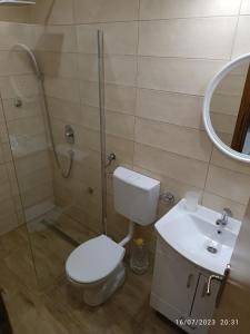 Koupelna v ubytování Apartman Boračko jezero LOTUS