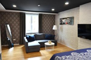 - un salon avec un canapé et une télévision dans l'établissement Apartment am Diako, à Brême