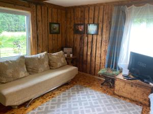 - un salon avec un canapé et une télévision dans l'établissement Ööpiku majutus saunaga, 