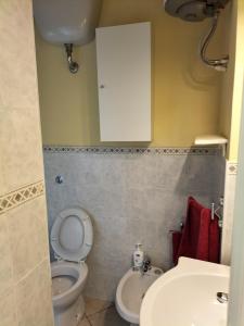 薩薩里的住宿－casa di Carlo e Chiara，一间带卫生间和水槽的小浴室