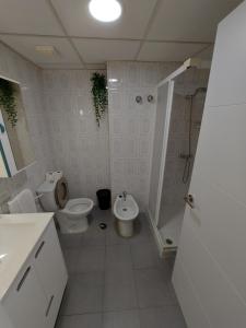 een badkamer met toilet, douche en wastafel bij Apartamento Florido in Torremolinos