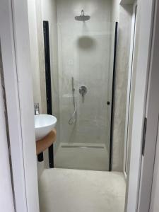 a bathroom with a shower and a sink at Villa MARIGI in Medulin